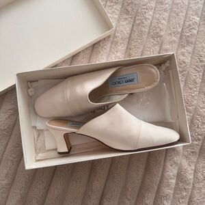 Jimmy Choo Satin Ivory Heeled Slip-on Mule
